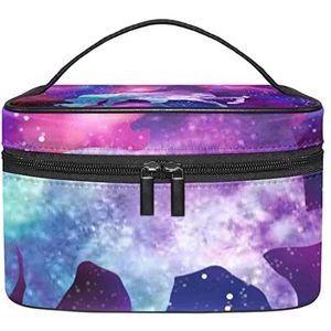 Eenhoorn Galaxy make-up organizer tas, reismake-up tas organizer case draagbare cosmetische tas voor vrouwen en meisjes toiletartikelen, Meerkleurig, 22.5x15x13.8cm/8.9x5.9x5.4in