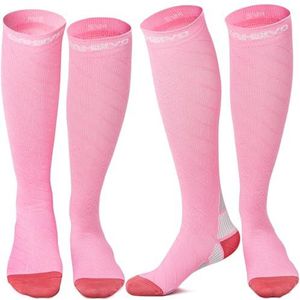 CAMBIVO 2 Paar Compressiekousen voor Dames en Heren 20-30mmHg, Klasse 2 Steunkousen, Lange Sokken voor Spataderen, Circulatie, Verpleegsters, Reizen, Vliegtuig, Rennen, Sport