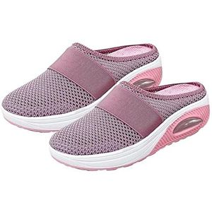Povanjer Orthopedische sneakers voor dames, luchtkussen, instappers voor dames, instappers voor dames, ademend, met ondersteuning, Roze, 41 EU