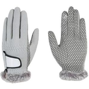 Koudbestendige dames herfst- en winterwarme handschoenen Polsbeschermer Antislipfleece golfhandschoenen Linker- en rechterhand 1 paar (Color : GRAY, Size : 18)