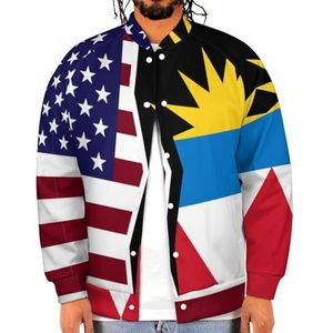 Amerikaanse En Antigua Barbuda Vlag Grappige Mannen Baseball Jacket Gedrukt Jas Zachte Sweatshirt Voor Lente Herfst