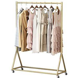 Garment Display Rack, metalen hanger met wielen, zware kledingrek, gewicht tot 40 kg, rollende kledingrek, goud/100 cm
