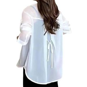 Zomerzonnebrandshirt - Zijden vest met lange mouwen | Ademend Outdoor Kleding, Zonneshirt voor Wandelen Camping Vissen Zeilen, Wit, 3XL