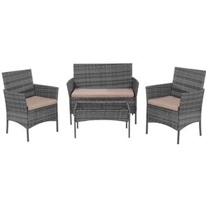 SPRINGOS Tuinzitgroep voor 4 personen tafel stoelen sofa polyrotan