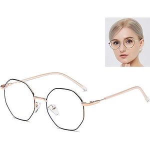 HOUSON Bril met blauwlichtfilter, anti-blauw licht, polygoon computerbril, blokkerende uv-bril voor dames en heren, zwart, Eén maat