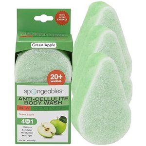 Spongeables Anti-cellulitis Body Wash in een spons, vermindert de verschijning van cellulitis Moisturizer en scrub voor het lichaam, appel, (Pack van 3)