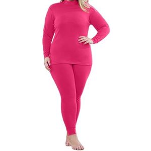 Thermisch Ondergoed voor Dames, Groot Formaat, Winterwarm Thermisch Ondergoed voor Dames, Thermisch Ondergoed voor Ski'S,Ultrazachte Basislaagset voor Koud Weer (Roze,M)