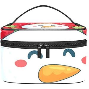 Leuke sneeuwpop Scraf Hat Merry Xmas rode make-up organizer tas, reizen make-up tas organizer case draagbare cosmetische tas voor vrouwen en meisjes toiletartikelen, Meerkleurig, 22.5x15x13.8cm/8.9x5.9x5.4in