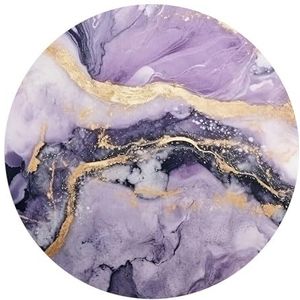 DEQORI Rond wandbehang, zelfklevend, diameter 120 cm, motief paarse steenzaad, textiel-canvas, verwijderbaar, decoratief en vormvast, voor woonkamer, kantoor, hal of kinderkamer