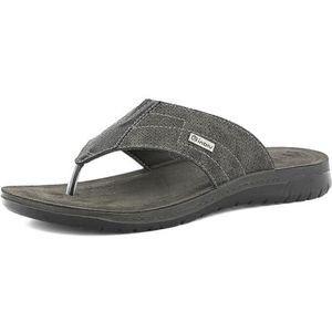 inblu Teenslippers voor heren van kunstleer met gevoerd echt lederen voetbed, 39 EU, Zwart, 39 EU