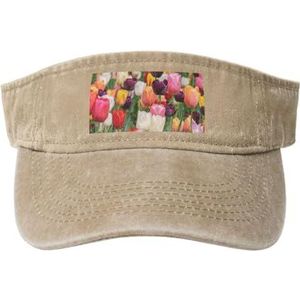 LAMAME Tulpen Gedrukt Lege Top Baseball Sun Cap Verstelbare Sport Cap, natuurlijk, 5-7