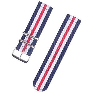 horlogebandje lus, horlogebandjes, 18/20/22/24mm Regenboog Gestreepte Afdrukken Geweven Zweet Absort Horlogeband Heldere Kleuren Canvas horloge Polsband Vervanging (Color : Blue White Red_22mm)