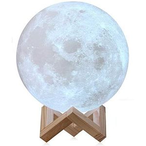 BIASTNR Maan Lamp, Maan Lampen Led Baby Nachtlampje met Slap Control, Oplaadbaar Maan Nachtlampje voor Creatief Cadeau (15cm-3 kleuren)