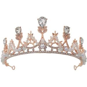 Prinses kristal tiara kroon voor vrouwen meisjes hoofdtooi voor verjaardag eindexamenbal Quinceanera feest (goud)