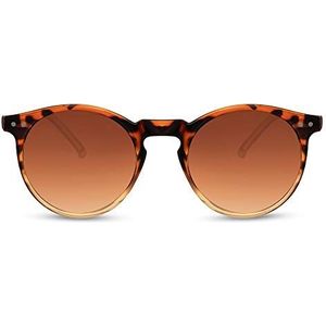 Cheapass Zonnebrillen Rond Glanzend Luipaard tot Transparant Oranje Frame met Bruine Gradient Lenzen UV400 bescherming Vintage Mode Heren Dames