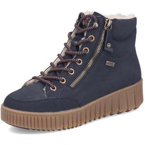 Rieker - Veterlaarsjes - Navy - Imitatieleder - Middelhoge Hak