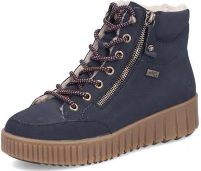 Rieker - Veterlaarsjes - Navy - Imitatieleder - Middelhoge Hak