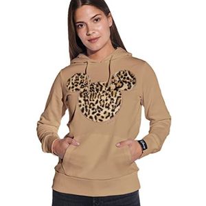 Micky Mouse dameshoodie - Micky Mouse pullover dames - originele Disney licentie trui, beige, M
