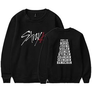 Charous Kpop-Stray Kids Band Leden Pullover,Vrouwelijk Los Sweatshirt Gebruikt Voor Ondersteuning StrayKids Fans Gift STAY, Zwart, XL