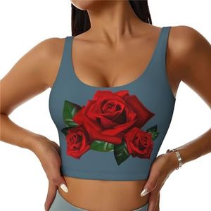Gothic Rose Print Comfortabele Vrouwen Sport Vest Yoga Workout Vest Voor Vrouwen Lichtgewicht Zomer, Zwart, S