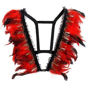 Veer Lichaam Harnas BH Vrouwen Punk Goth Veer Epauletten Plus Size Festival Rave Fotografie Dans Accessoires Kleding, Rood-o0306, Eén Maat