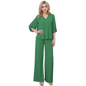 Vrouwen Moeder van de Bruid Broek Suits 2 Stuks Chiffon Bruiloft Broek Pak Moeder van de Bruid Jurk Broek Pak, Groen, 38