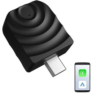 2-in-1 draadloze CarPlay-adapter voor iPhone en Android Auto - Plug & Play, snelle verbinding, compatibel met Cars 2016+, Apple CarPlay Dongle voor iOS (Type-C Port)