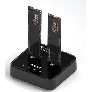 NVMe Clone Docking station, 10 Gbit/s Dual-Bay Tool-Free USB C naar NVME Offline Kloon Duplicators Externe Harde Schijf Behuizing voor M Key PCIe 2242 2260 2280 22110 M.2 SSD's, MAIWO-K3016P