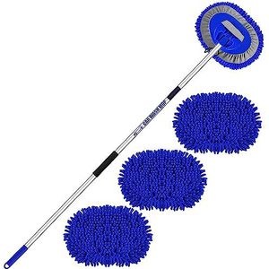 Autowasborstel - Telescoopsteel - 160 cm - Reinigingsset - Microvezeldoeken - 2-in-1