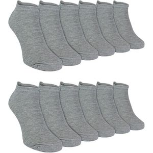 12 paar enkelsokken voor kinderen | Sock Snob | Ademende katoenen korte laag uitgesneden sokken voor jongens en meisjes, Grijs, 8-11 Years
