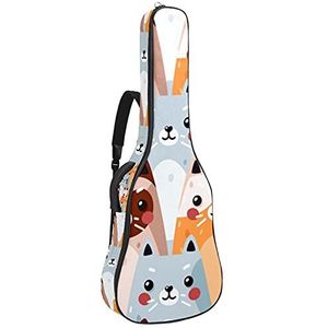 Akoestische Gitaar Tas met Pocket 0.4In Padding Spons Extra Dikke Waterdichte Oxford Doek Gitaar Case Gig Bag met Handvat Schouderriem Cartoon Dier Leuke Kat