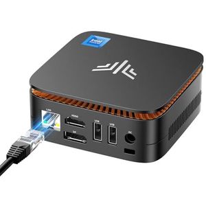 NiPoGi Essenx E1 Mini PC Ιntel Twin Lake N150 (beter dan N100) Ondersteunt W-11 Pro 16GB RAM 512GB M.2 SSD, Mini Desktop PC 4K@60HZ UHD Dual Display HDMI 2.0+DP 1.4/Dual Band WiFi/BT4.2/RJ45/VESA