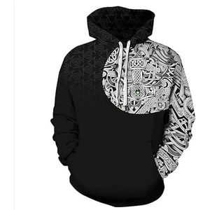 Viking hoodie, mannen Viking mythologie Odin totem 3D geprinte lange mouwen sweatshirt pullover, val los grote maat unisex casual hoodie (Color : Color, Size : XXXXL)