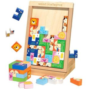 Blokpuzzel | Dierlijke intelligentie puzzel | Houten STEM Blokken Puzzel Brain Teasers Speelgoed Tangram Jigsaw Intelligentie Blokken Spel Educatief Cadeau Giboh