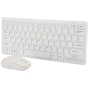 Draadloze toetsenbord- en muiscombinatie voor 2,4 GHz draadloze toetsenbordmuis met micro-USB-ontvanger voor pc/laptop, 3 knoppen Bluetooth-muizen en 78-toetsen toetsenbord(Wit)