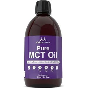 MCT Olie puur | Hoogzuivere bron van ketonenversterkende C8- en C10-MCT's | Ondersteunt Keto Voeding & Vasten | Veganistisch Veilig & Glutenvrij | 500 ml fles | Ketosource®