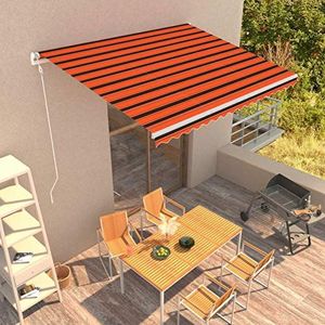 Rantry Mobiel zonnezeil, intrekbaar, automatisch, 400 x 300 cm, oranje en bruin, buitengordijn voor privacy, balkon, terras
