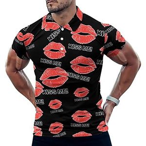 Kiss Me Lips Casual Polo Shirts Voor Mannen Slim Fit Korte Mouw T-shirt Sneldrogende Golf Tops Tees 4XL