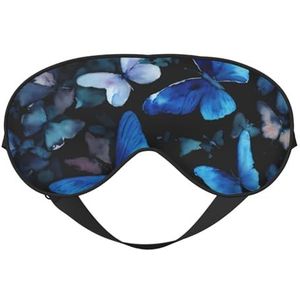 Blauwe Vlinders Witte Bloemen Print Stijlvol Oogmasker Lichtgewicht Reizen Yoga Nap Meditatie Camping Werk Ontspanning