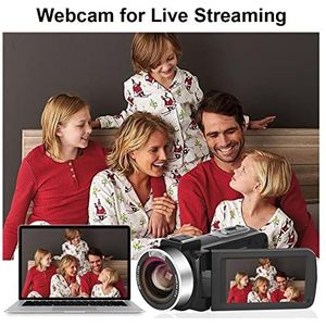 Videocamera, Videocamera camcorder, 4k ultra HD Videocamera VLOGGING VIDEO CAMERA for VLOG OPNAME 3.0Inch 4 8MP 16X Digitale zoomen met WiFi-functiecamcorder(64G SD Card,Giallo)