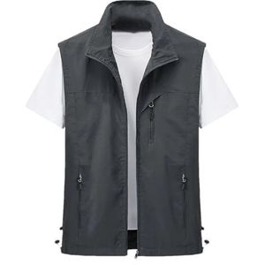Hgvcfcv Heren vest lente en herfst dun casual ademend vest jas voor mannen jeugd, middelbare leeftijd en ouderen snel vest, Grijs, L