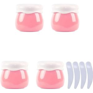 OIFAODAO， Pak van 4, lege roze 10 ml plastic cosmetische potten containerpot lippenbalsem lotion opslagcontainer gezichtscrème reisfles + x spatel ，Cosmetische potjes(Roze)