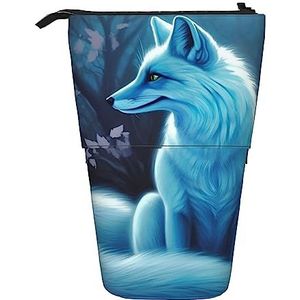 Blue Fox Etui Telescopische Make-up Tas Pop Up Office Organizer Box Staande Pen Houder Cosmetica Tas met Ritssluiting, Zwart, Eén maat, Munten Pouch