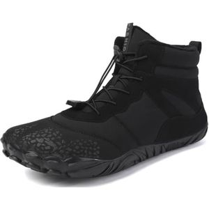 Winter Pluche Blotevoeten Warme Schoenen, Unisex Outdoor Trekking Schoenen Sneeuwlaarzen, Waterdichte Sport Katoenen Schoenen, Antislip Wandelschoenen For Koppels(Black,42 EU)