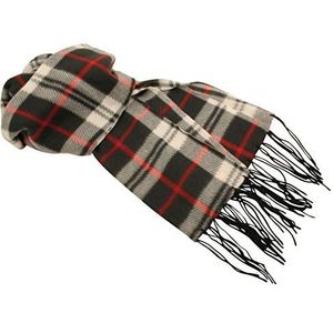 Atano Fijne zachte fleece sjaal voor heren met kwastjes, Zwarte & Rode Tartan, One Size