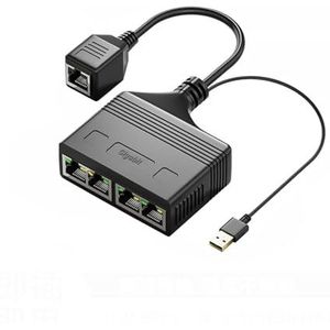 JMT RJ45 netwerkdistributeur 1 naar 3/4 Ethernet-adapter, internetkabelverlenger, RJ45-connectorkoppeling voor pc-laptop (1000 Mbps, 1 tot 4 vrouwelijk)