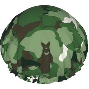 Aniaml Camouflage groene print douchemutsen elastische herbruikbare waterdichte badmutsen dubbellaags haar cap voor vrouwen mannen