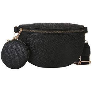 Heuptas voor dames, PU-riemtas, schouders, crossbody, borsttas, verstelbare schouderbanden, modieuze heuptas voor feest, festival, sport, 05, zwart, Eén maat