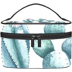 Make-up Organizer Bag, Travel Makeup Bag Organizer Case Draagbare Cosmetische Tas voor Vrouwen en Meisjes Toiletries Cactus in Roze Pot, Meerkleurig, 22.5x15x13.8cm/8.9x5.9x5.4in