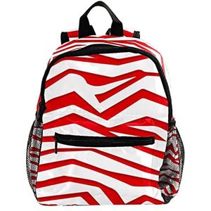 Rode en witte Zebra Print Achtergrond Leuke Mode Mini Rugzak Pack Bag, Meerkleurig, 25.4x10x30 CM/10x4x12 in, Rugzak Rugzakken